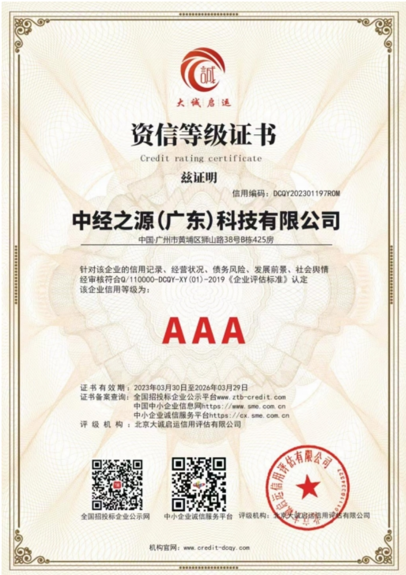 中经之源（广东）科技有限公司资质证书
